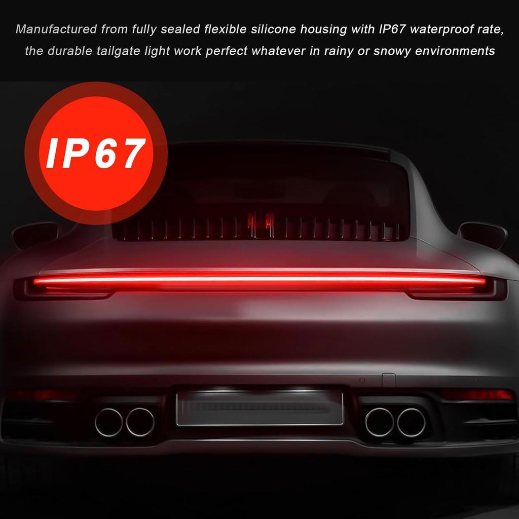 48" LED Tailgate Light Bar, Triple Row LED Tail Light Strip with Red Brake White Reverse Lights, Bright Waterproof Rear Lights Bar Universal for