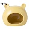 Small Animal Hideaway Cave Ceramic Hamster House, Summer Bear Shaped Hideout Cave, Spacious Habitat Bed Decor for Gerbil, Mice, Guinea Pig,