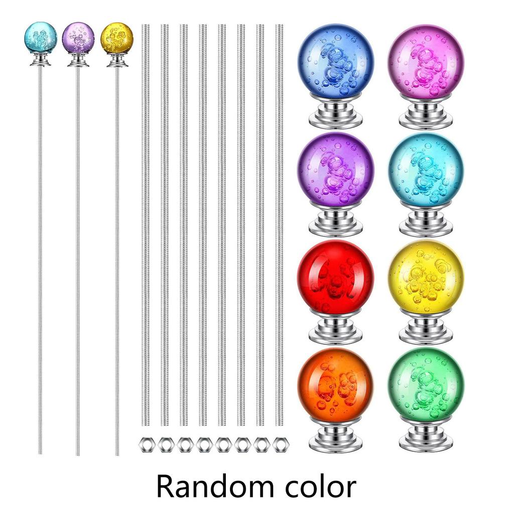 Conjunto de contas de estacas decorativas para jardim, estacas de decoração de jardim caprichosas, suporte de metal com pérolas de vidro e cristais