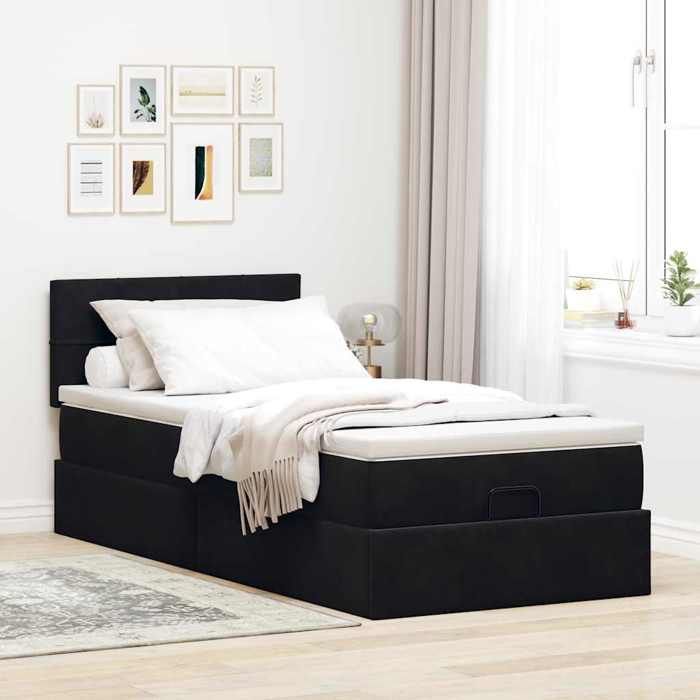 Maison Exclusive - Cadre de lit ottoman avec matelas noir 90x200 cm velours