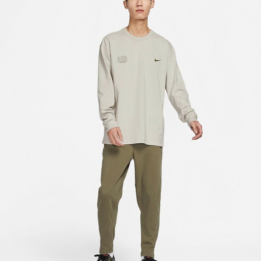 Nike Letter Logo Print Round Neck Long Sleeve T-Shirt Men Tops Milk-Tea FN7095-072