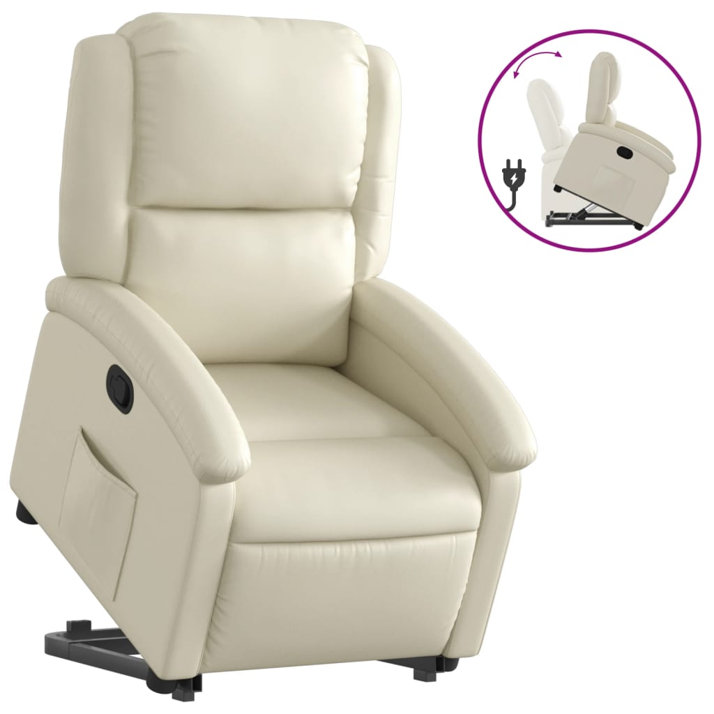 Recliner with Rising Assistance Cream Artificial Leather