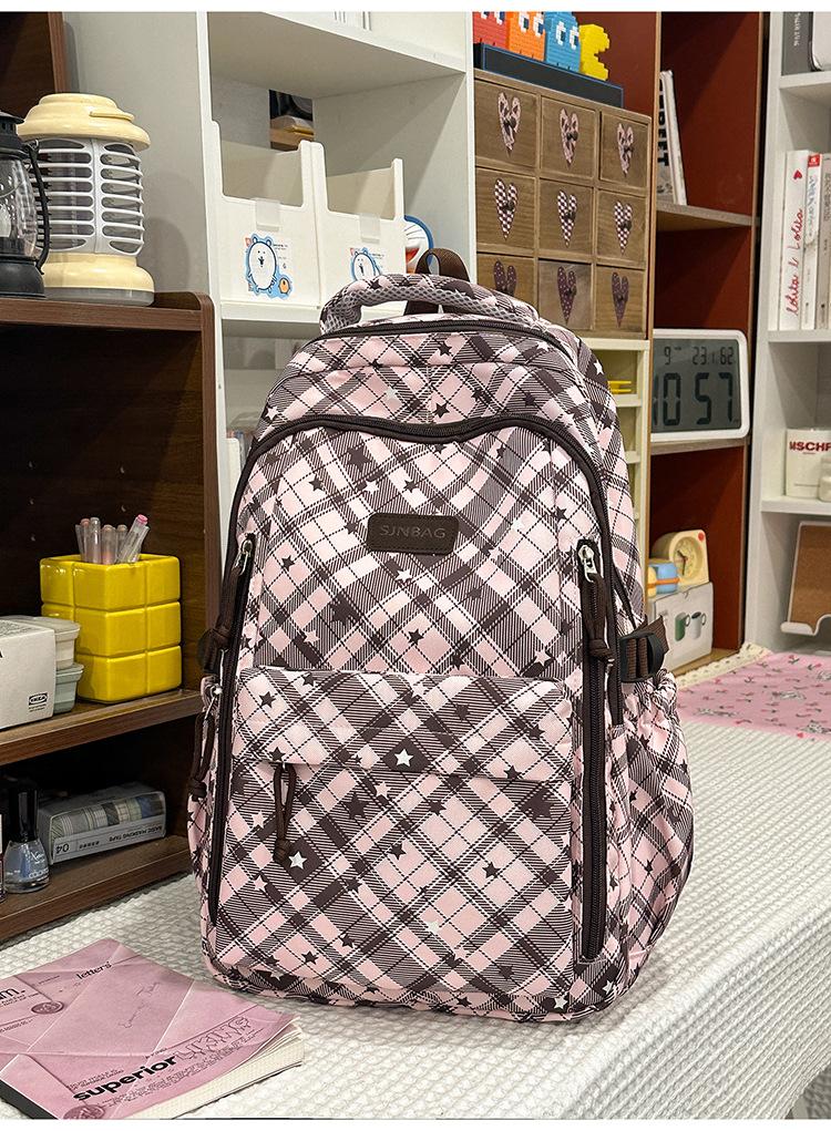 Schoolbag light blue bubble star grid diffuse schoolbag student party sea salt sweet cool wind travel to school daily leisure backpack