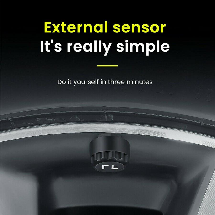Wireless Car TPMS OBD2 HUD Solar USB Tire Pressure Monitoring 4 External Sensors speed/MPG
