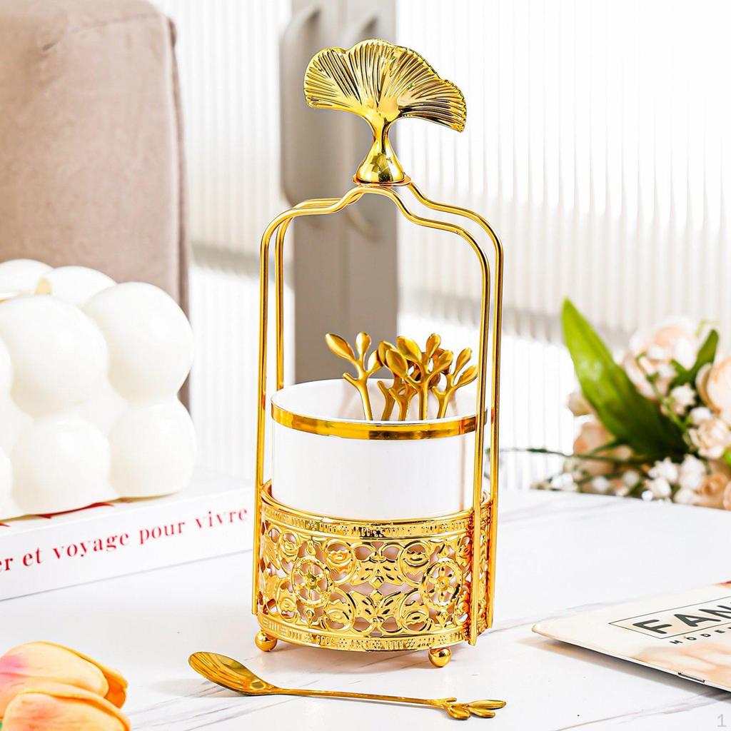Fruit Fork Set with Holder Stainless Steel Small Tasting Light Luxury Design Serving Ware