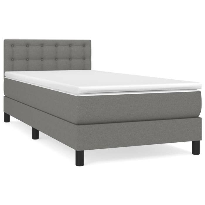 Maison Exclusive - Sommier à lattes de lit avec matelas Gris foncé 80x200 cm Tissu
