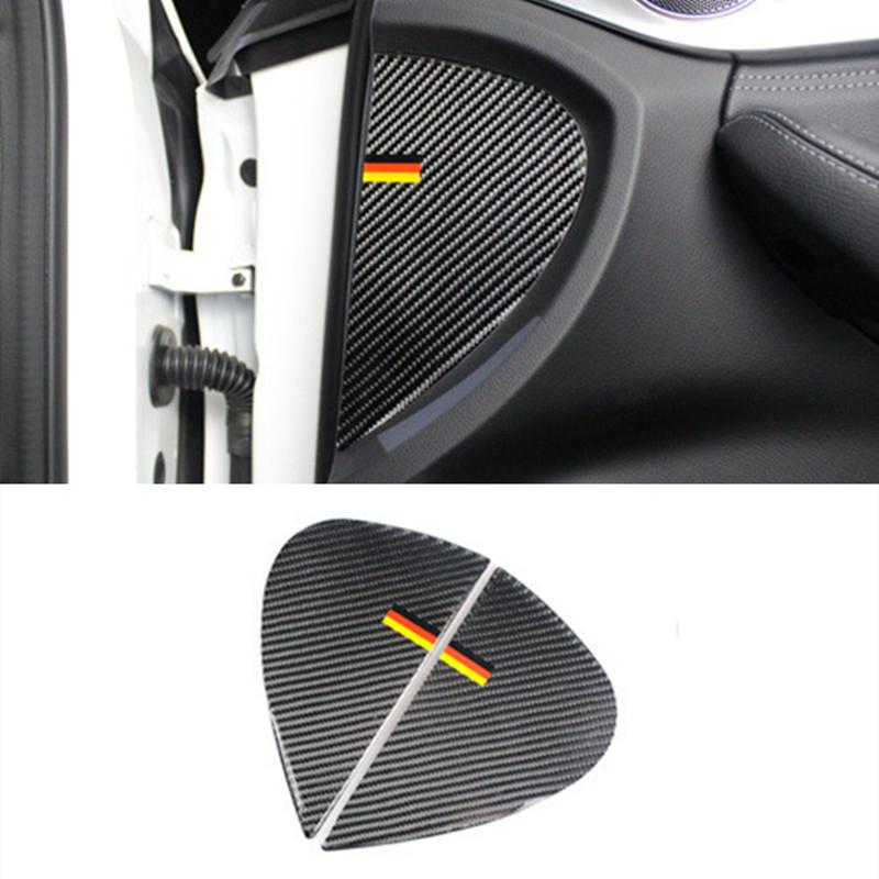 Carbon Fiber Front Door Panel Decoration Cover Trim 2Pcs For Mercedes Benz C Class W205 GLC X253 2015-2018 Car Accessories