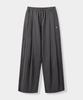 Yujen Double-Pleat Wide Cotton Elastic Waist Pants_Charcoal