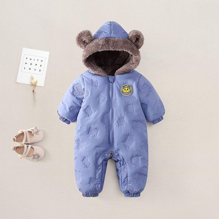 Infant Winter Fleece Romper for 3-12 Months - Unisex, Thick, Cotton-padded