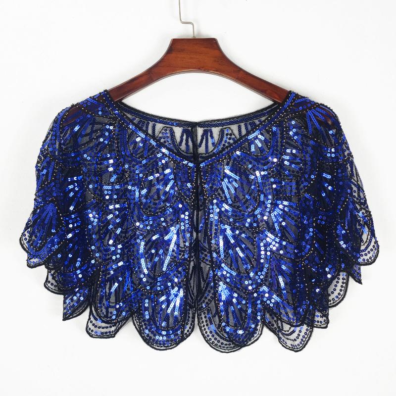 Embroidered Sequin Detachable Shawl Shoulder Wrap Girls Lace False Collar Dress Decoration Collar Cape Clothes Accessories