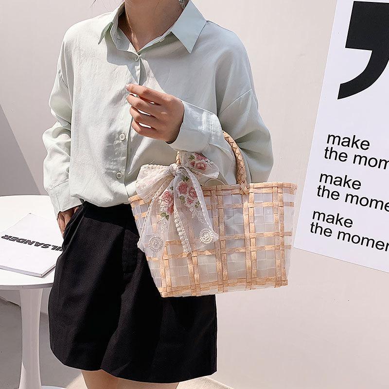 Simple Design Straw Bags for Women Artisanal Bohemian Style Beach Summer Fashion Package Bucket Tote Bags