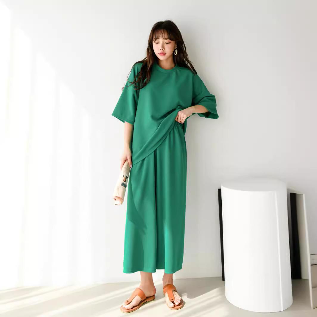 

Модный повседневный спортивный костюм большого размера для женщин, комплект из 2 предметов в стиле твида, весна-лето, Dongdaemun XS зелёный