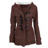 Winter Women Coat Hooded Thick Cotton Blend Jacket Cow Horn Button Autumn