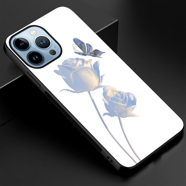 Flowers And Plants Case For Iphone 11 14 13 12 Pro Max Mini Xs Xr X 7 8 6s Plus Se 2022 Tempered Glass Protection Cover Fundas