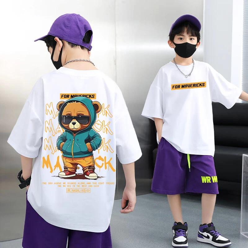 Nickelodeon SpringSummer Childrens Cotton Breathable LargeToddler Casual Roundneck ShortSleeved Shirt 100