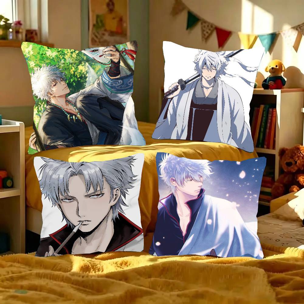 Anime Sakata Gintoki Pillow Case Fashion Square Pillowcase Bedroom Sofa Room Ins Decoration Leisure