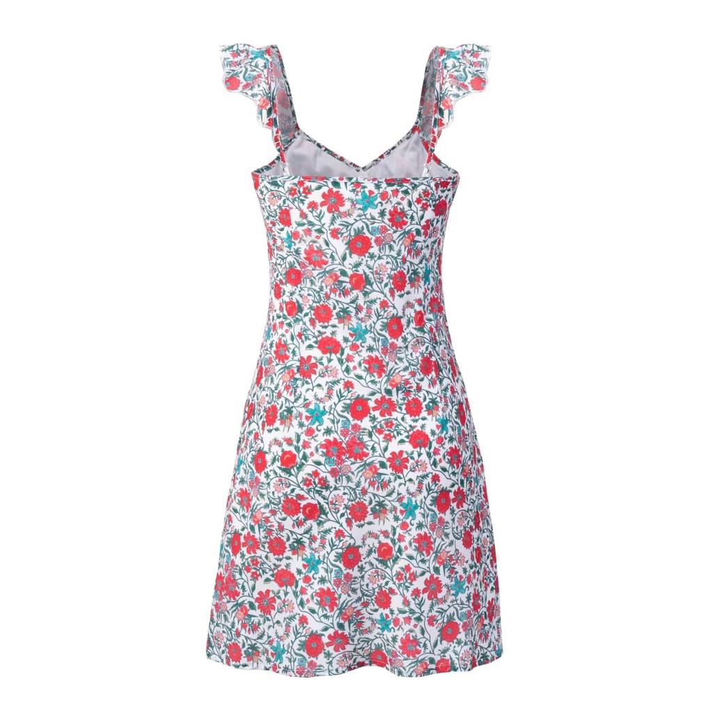 French retro floral holiday style suspender skirt summer new European and American style sexy slim dress