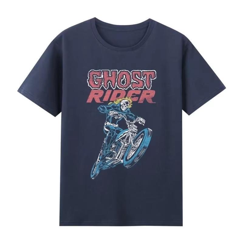 2026 Marvel Genuine Avengers Retro Ghost Rider Retro Comic Flower Men And Women With The Same Tshirt Shortsleeved TopJacket
