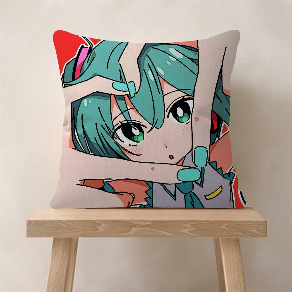 Music H-Hatsune Girl M-Mikues Cushion Cover Car Throw Pillow Case For Sofa Car Christmas Gift