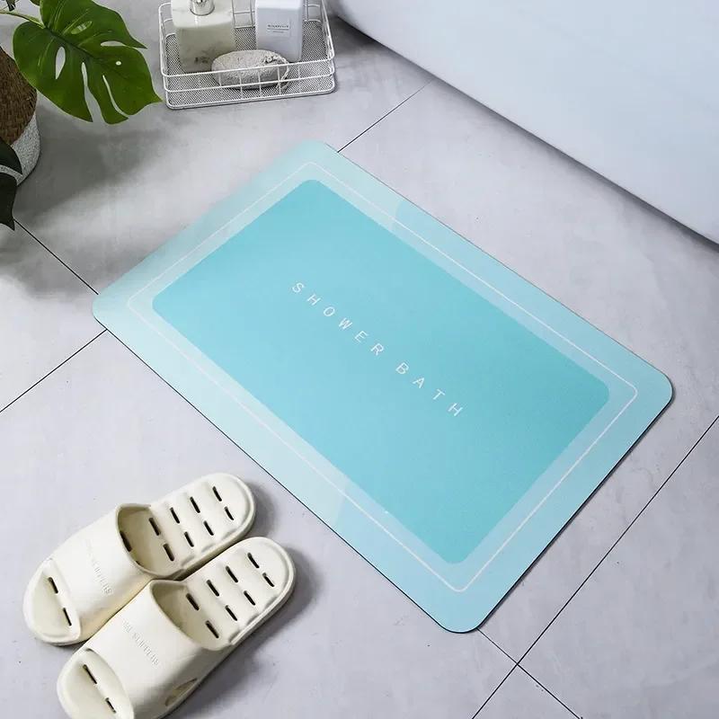 Absorbent Bathroom Bath Mat Anti-slip Shower Rug Quick Drying Bath Mats Kitchen Entrance Doormats Home Floormat Bathtub Carpet