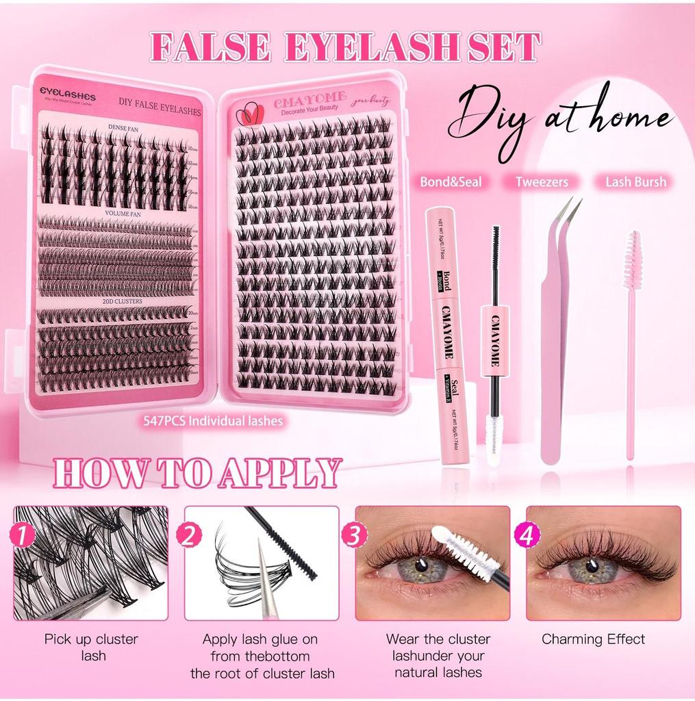 Cross-border Fairy Wheat Ear Lashes Set: Natural C Curl Segmented Voluminous Lashes