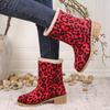 Mode Winter Neu Mittelhoher Absatz Leopardenmuster Kurzer Plüsch Schneestiefel Mode Rundkopfdesign Bequeme Damenstiefel Größe 36-42