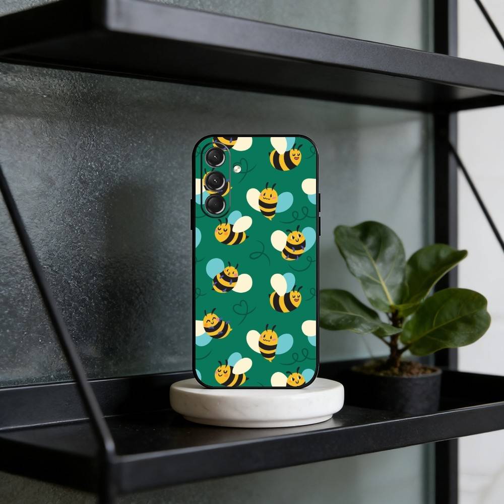 C-Cute Cartoon Bee Phone Case For Samsung Galaxy A73,A21s,A22,A31,A52,A53,A71,A41Soft Black Shell