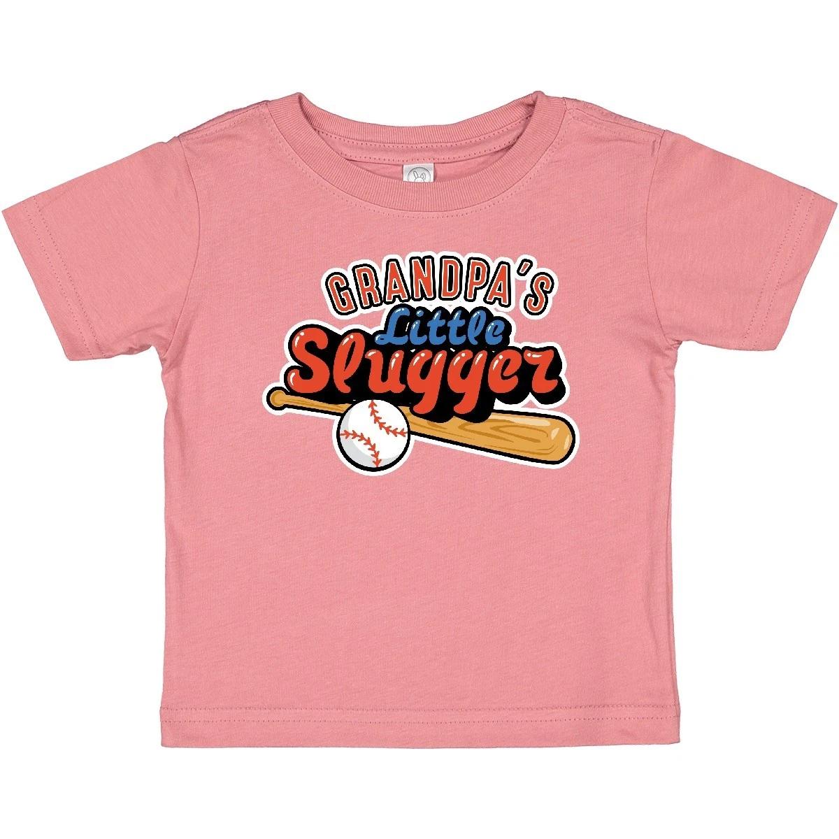 Inktastic Grandpa s Little Slugger Baby T-Shirt Baseball Bat Grandpa Batter Up 110