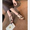 Grape Mother Same French Cross Strap Minimalist Flat Sandals Cross Strap Pointed Open Toe Roman Sandals Women