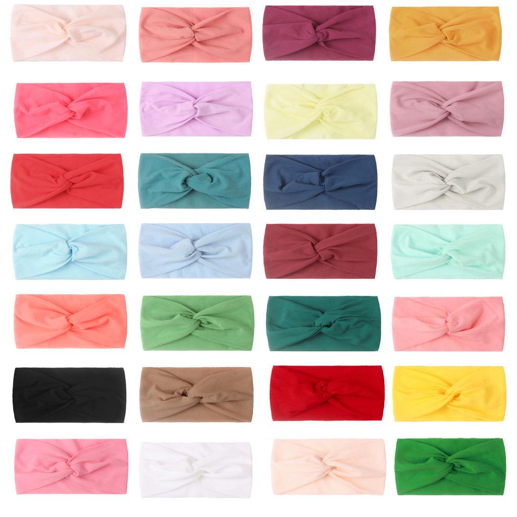 Children's Solid Color Knotted Nylon Headbands: 28 Colors Available