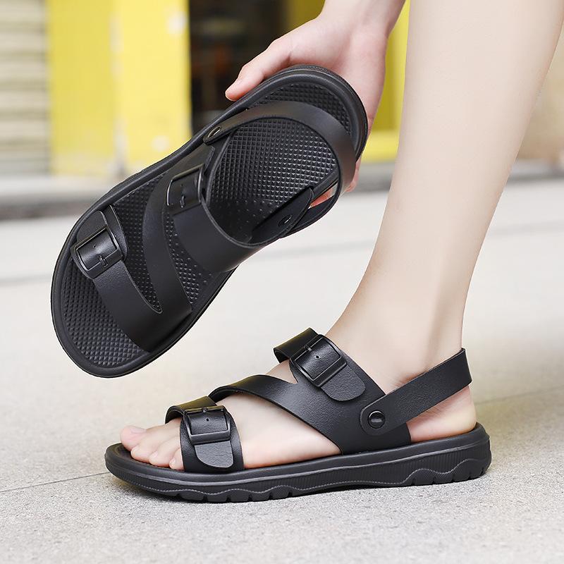 Sandale de vară pentru bărbați, papuci de sport ocazional în aer liber, piele PU, pantofi romani anti-alunecare, respirabili, pantofi de grădină flip-flop de plajă