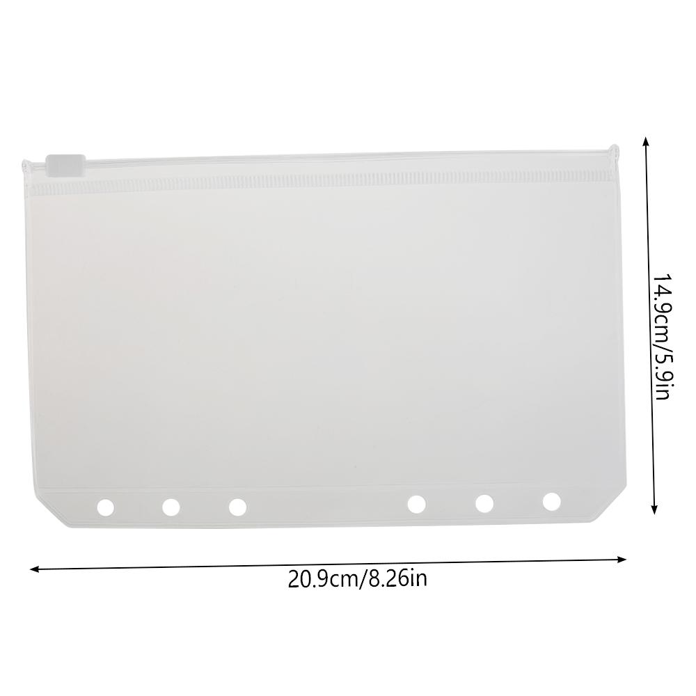 6Pcs A5 Clear PVC Binder Transparent 6 Ring Binders Notebook Cover Refillable Notebook Binder With Round Ring for School Office 15pcs Inner page