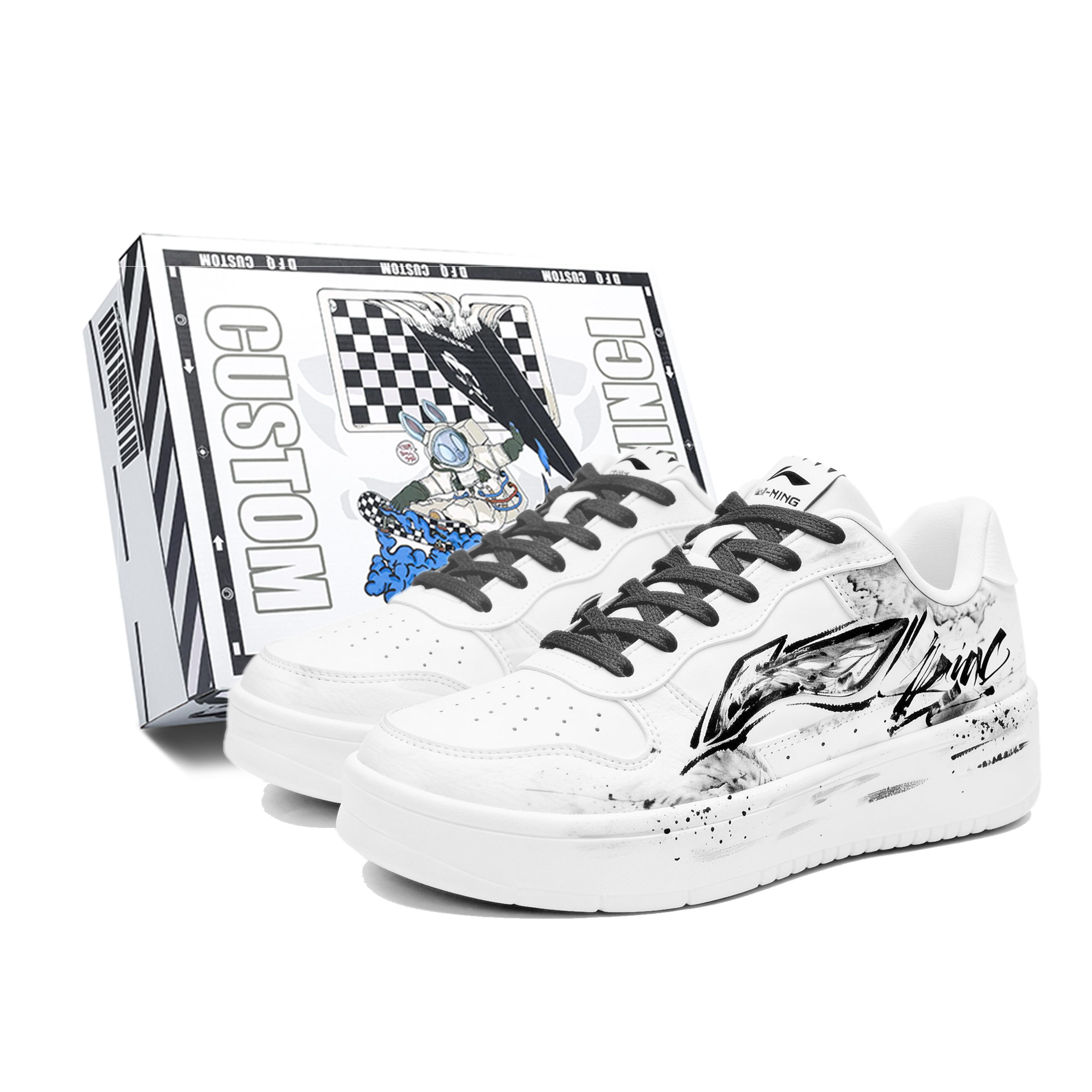 

Li Ning Ink Shadow Dash, Box Cushioning Low top Skateboard Shoes Men s White Black AGCS419-1(TeamM--BOX) 40