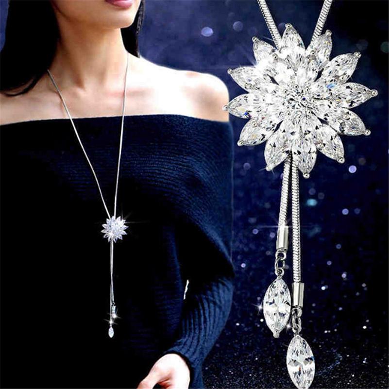 

Прозрачная белая двойная хрустальная цепочка ожерелья Lotus