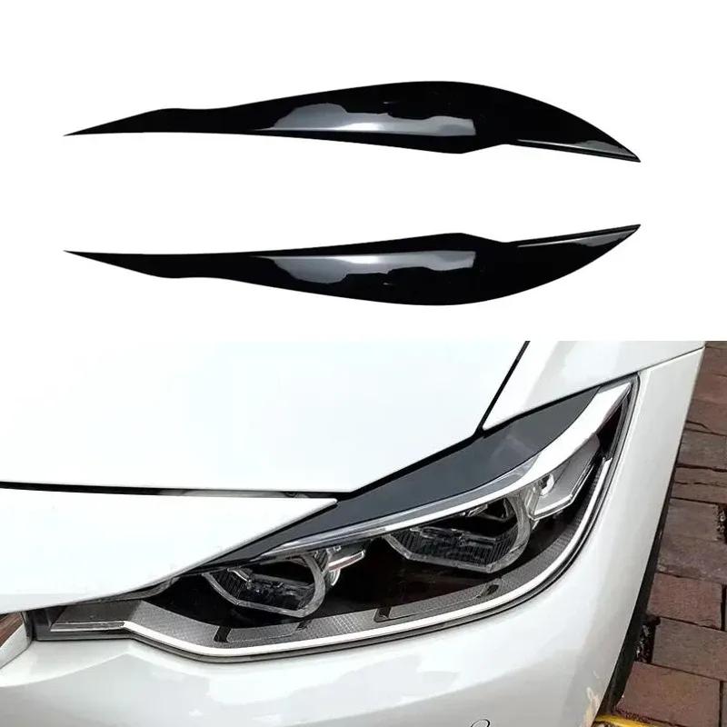 2pcs Car Headlight Eye Lid Covers ABS Carbon Headlight Lamp Eyebrows Trim Stickers for BMW 3 Series F30 F31 318i 320i 2012-2018