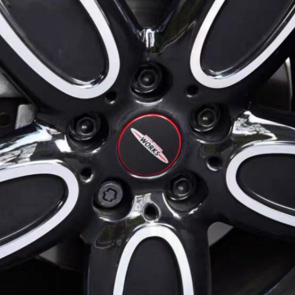 4 szt. Logo JOHN COOPER WORKS Emblemat Nakładki na Środki Kół Samochodowych 56MM 53MM Felgi Kołpak Piasty JCW Odznaka Pokrywa Środka Felgi Akcesoria Samochodowe