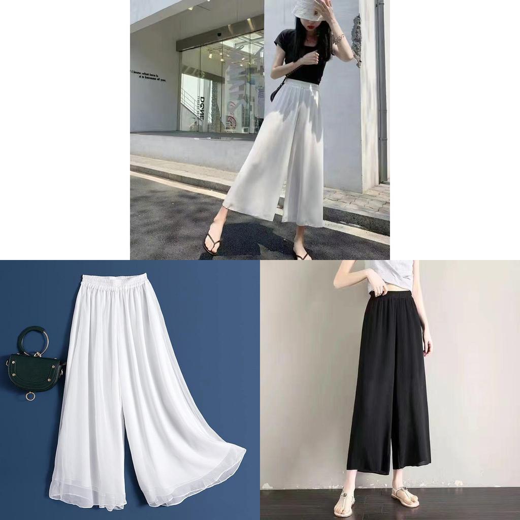Casual Pants For Women With Metal Silk Fabric And Double Layer Design For Summer Comfort