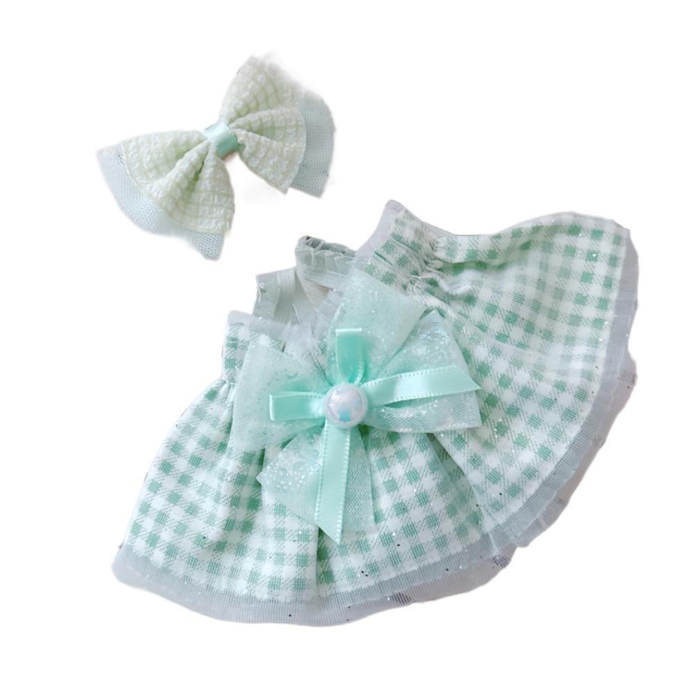 

1 комплект Платье для куклы Labubu Time с бантом, Набор одежды для куклы Labubu, Детские игрушки для девочек зелёный