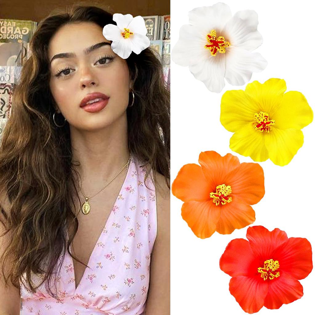 Flower Hair Clip for Women Girl,Vintage Boho HairPin Flower Accessories Nonslip Cute Hawaiian Hair Barrettes for Thin Thick Hair