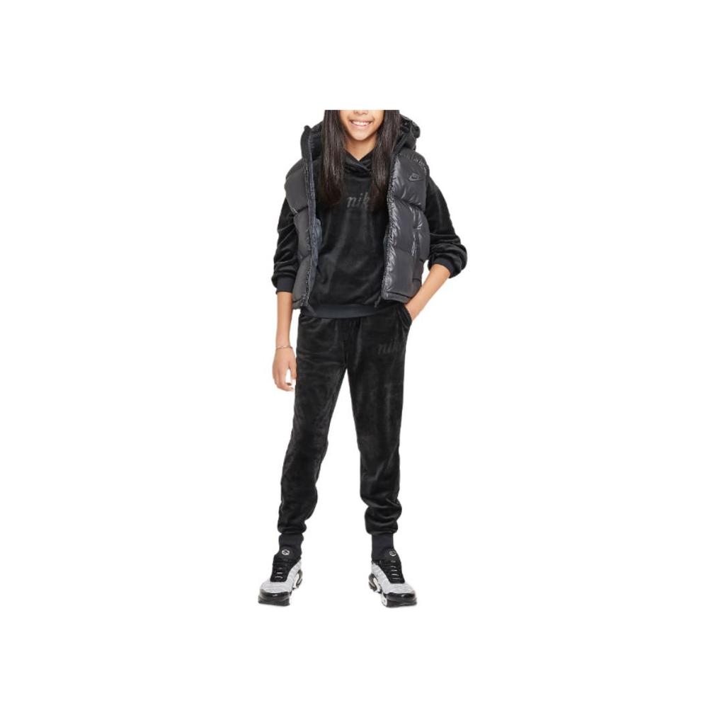 Nike Solid Color High Waist Long Pants Kids bottoms Black FZ5589-010