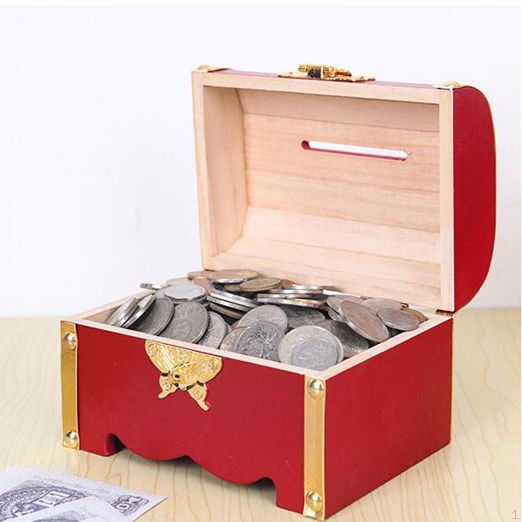 Jewelry Storage Chest, Keepsake Box, Vintage Kids Piggy Bank, Treasure Chest for Adults,