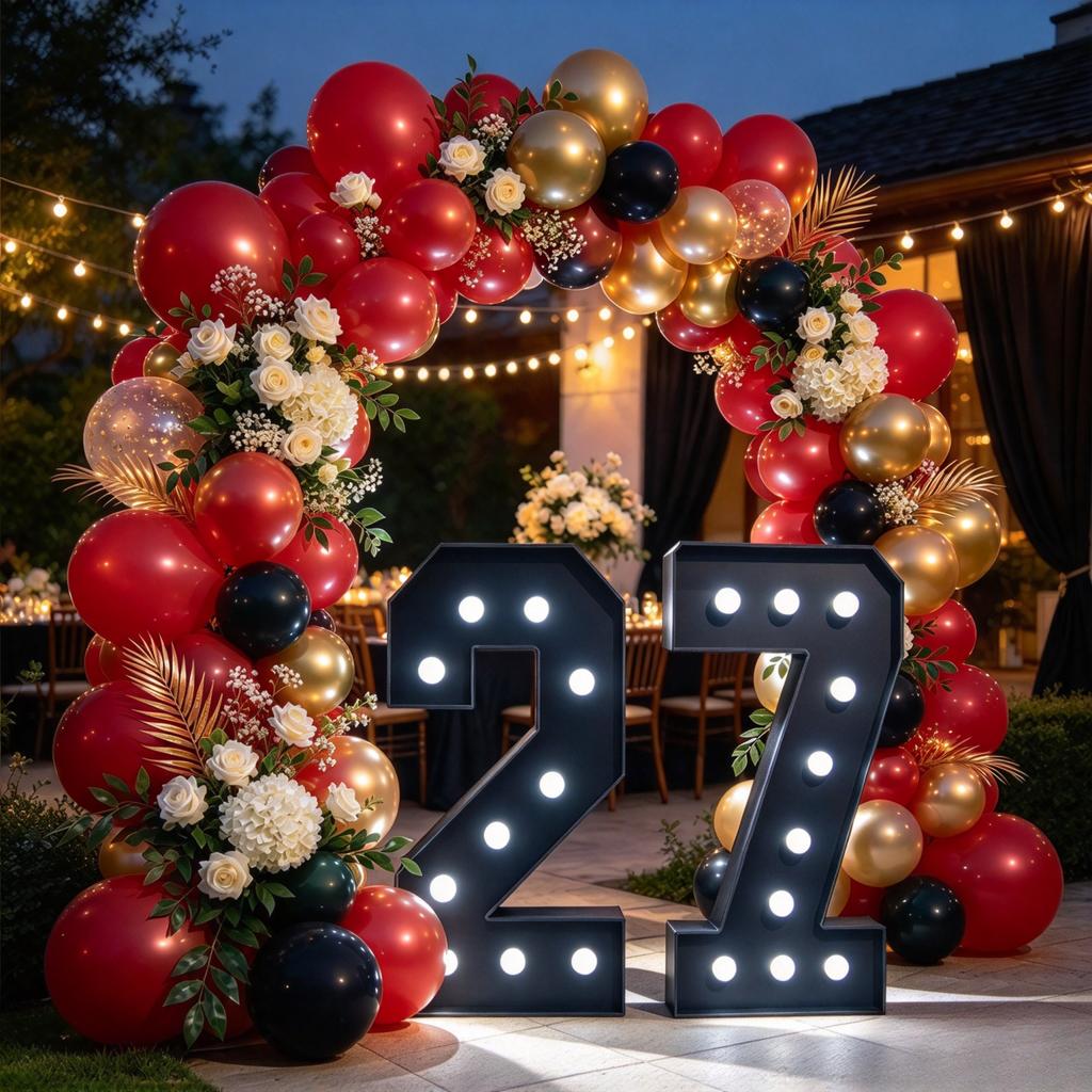 2Pcs 91.5cm Large Black KT Board Glowing Number 27 Marquee Frame,Party Backdrop Sign Decor for 27th Birthday, Anniversary,Graduation & Holiday Events