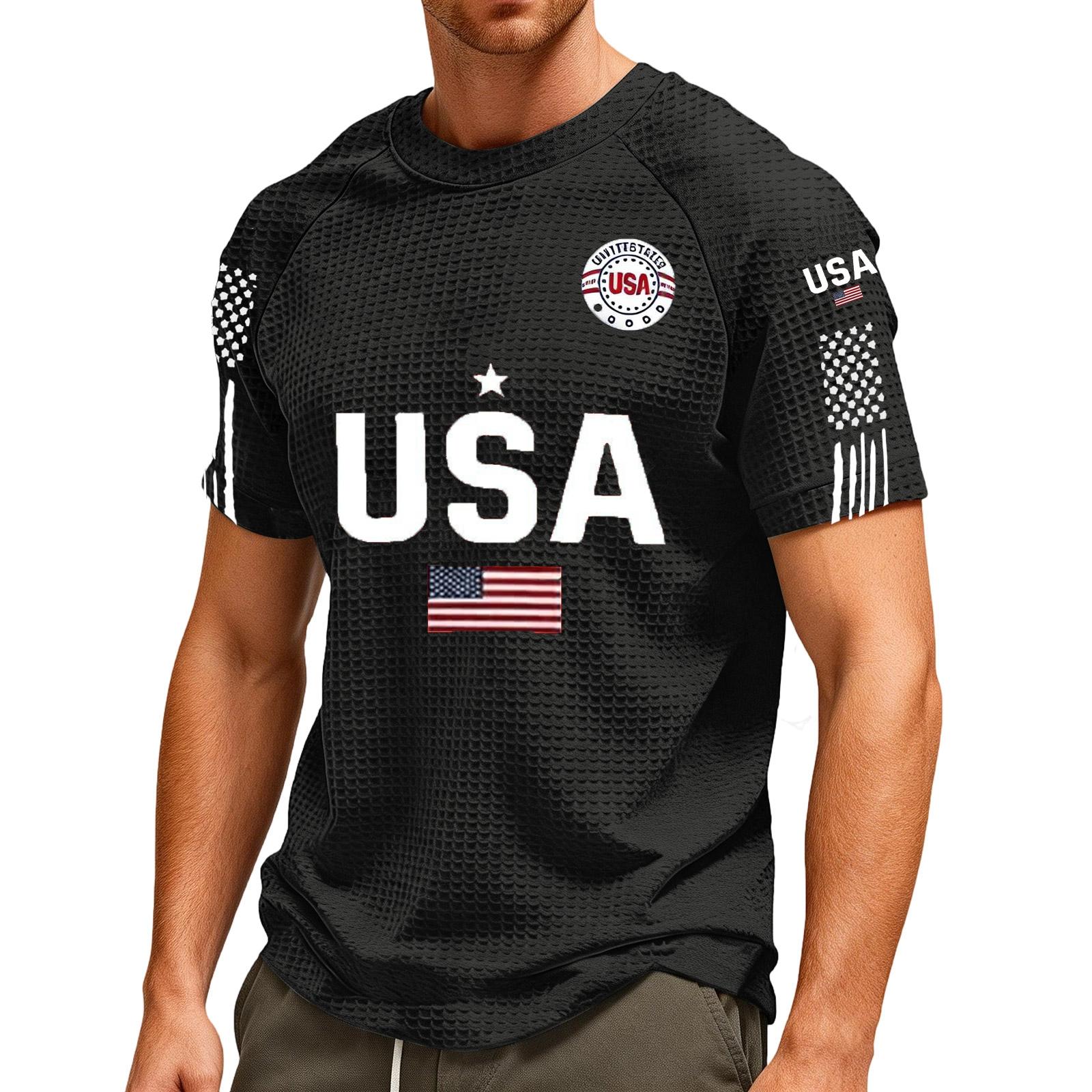 

Мужская свободная повседневная футболка с принтом флага, рубашка с коротким рукавом XXXL чёрный