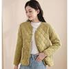 Short Diamond Grid Cotton Jacket for Middle-aged and Elderly Women Lightweight Small Cotton Jacket