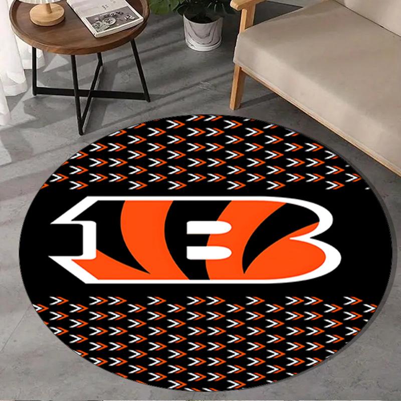 Cincinnati-Bengals Helmet Round Rug for Livingroom,Bedroom, Palyroom, Chair Rug, Area Rug, Circle Carpet, Large Size Fan Christmas Gift