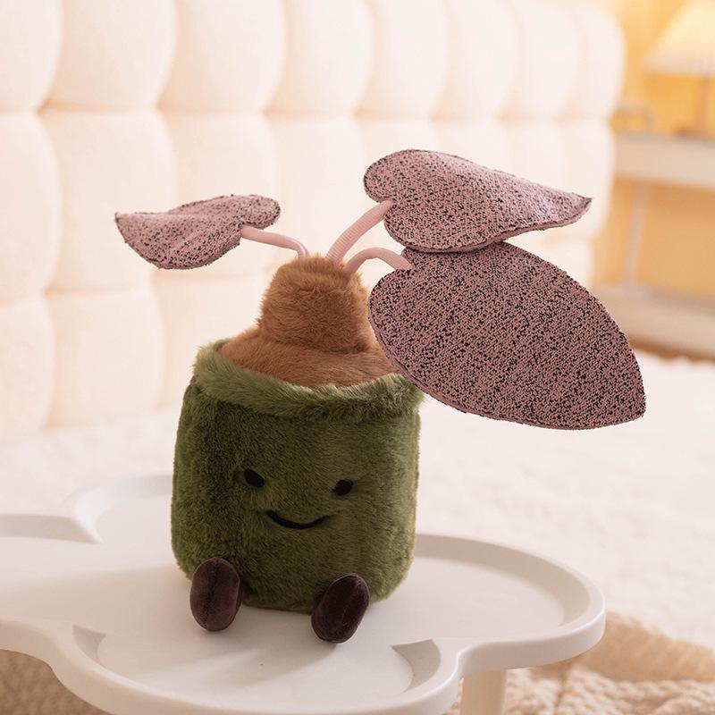Polaris Green Plush Plant Doll - Colorful Taro Monstera Leaf Desktop Ornament