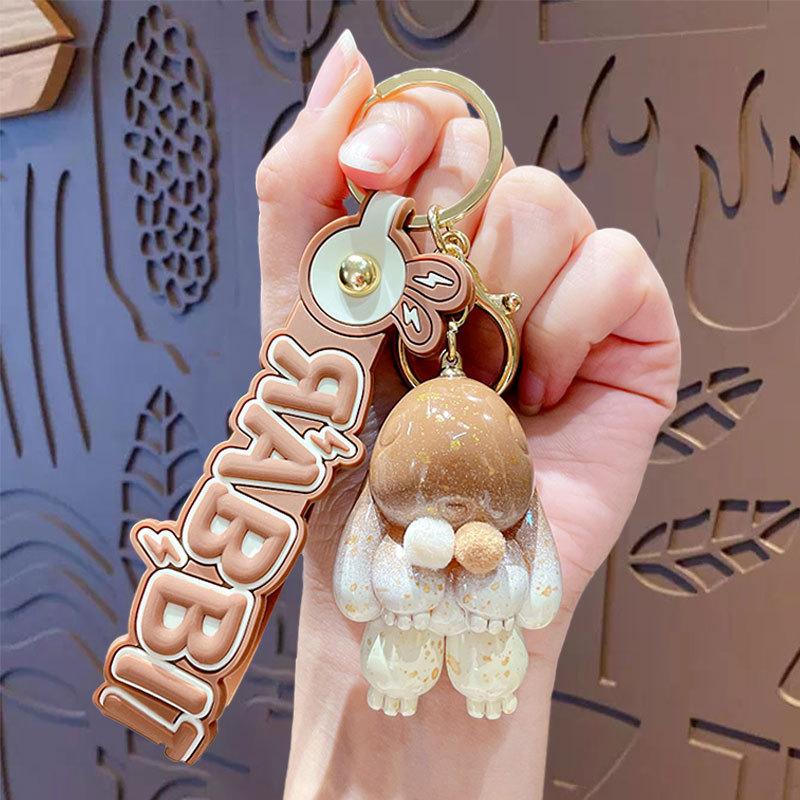 Cartoon Cute Maillard Lop-Eared Rabbit Keychain Couple Schoolbag Pendant Car Key Chain Creative Gift