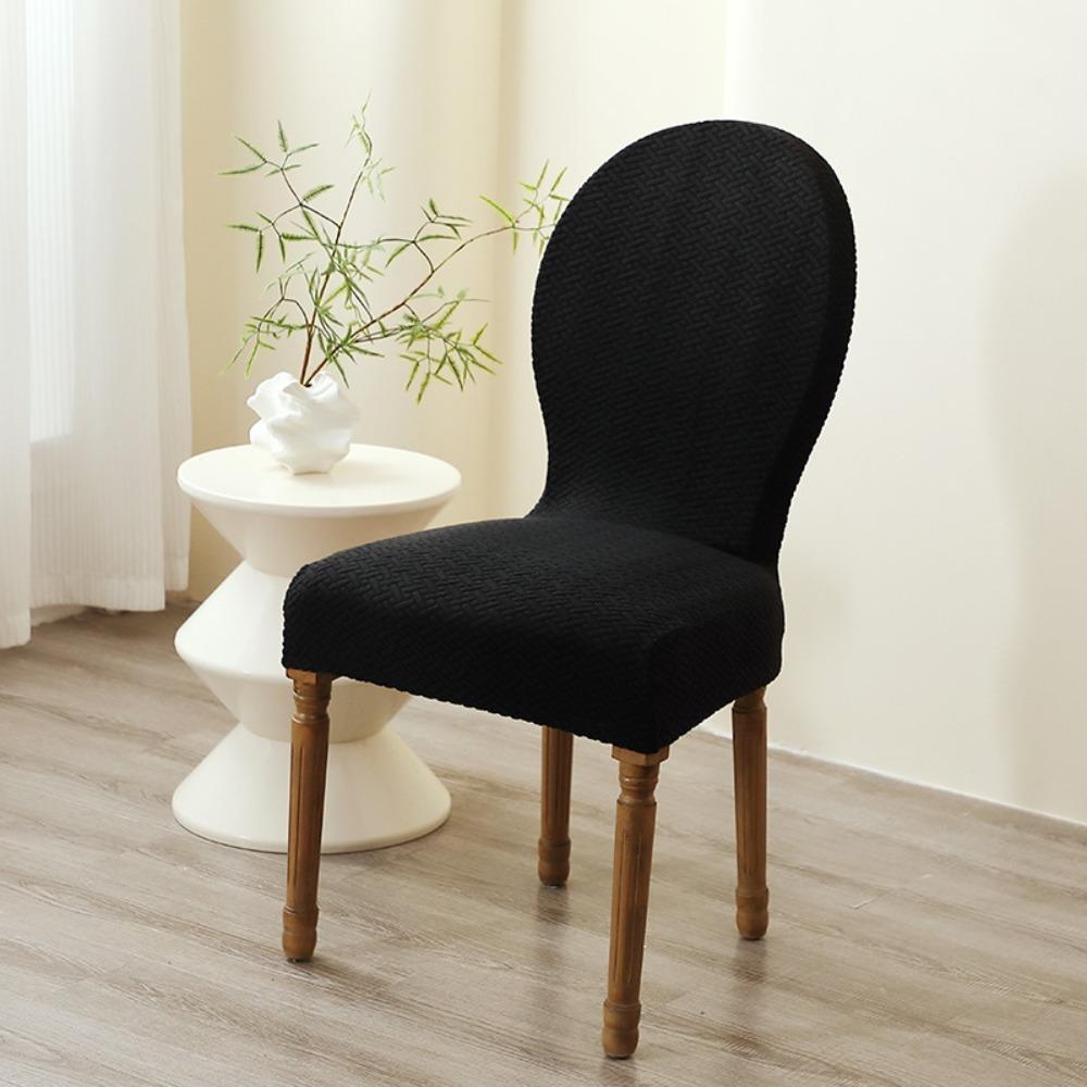 Dust-proof T Jacquard Curved Back Chair Cover Elastic Dining Chair Cover All Seasons чёрный