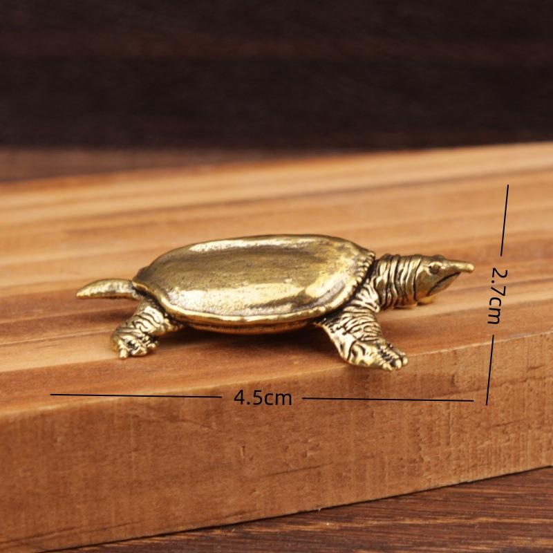 Vintage Metal Tortoise Statue Retro Brass Animal Sculpture Tea Pet Craft Ornament for Home Office Desktop Art Decoration