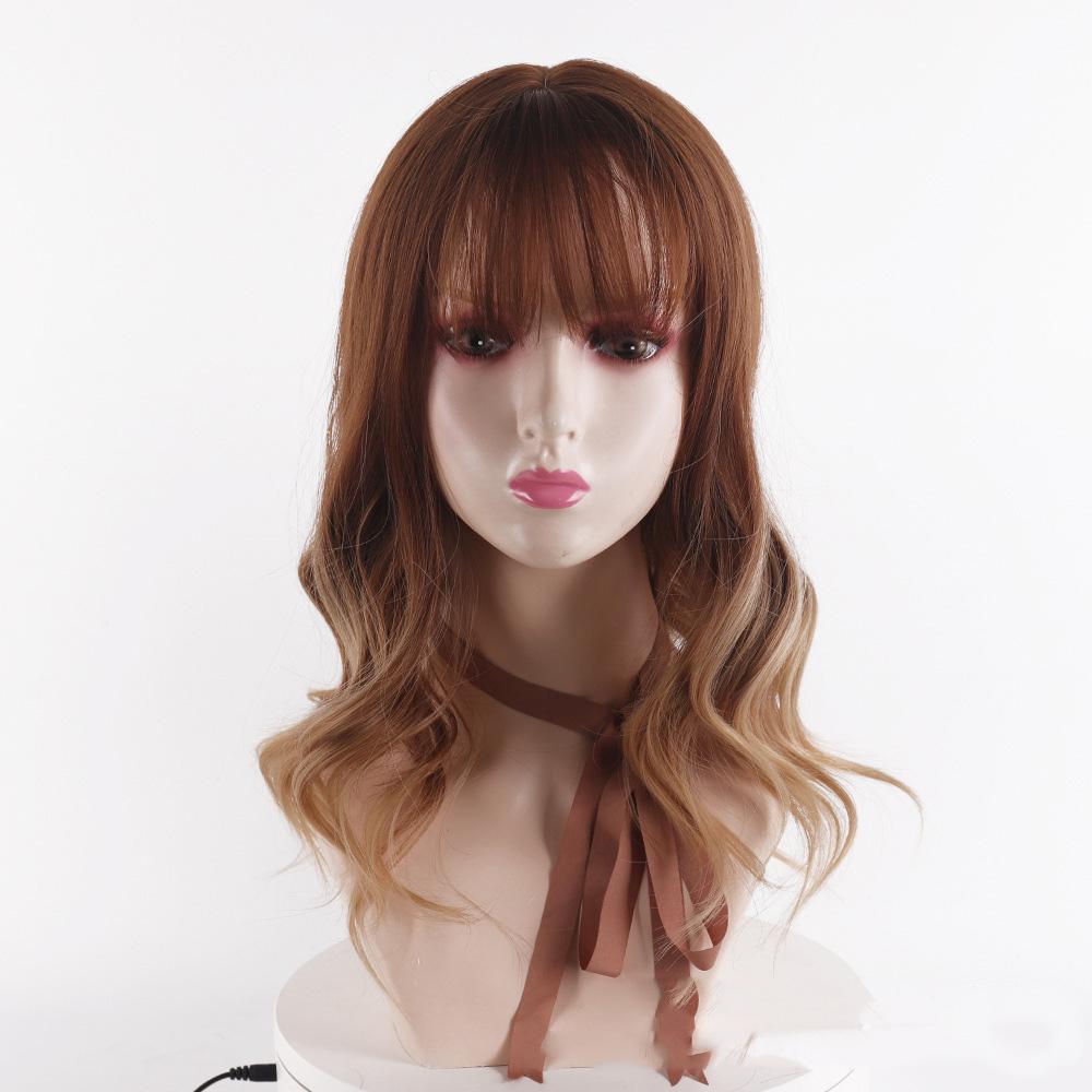 

Bybrana Коричневый парик Синтетические парики с челкой для женщин Фиолетовая волна воды Натуральные парики Боб Термостойкие накладные волосы